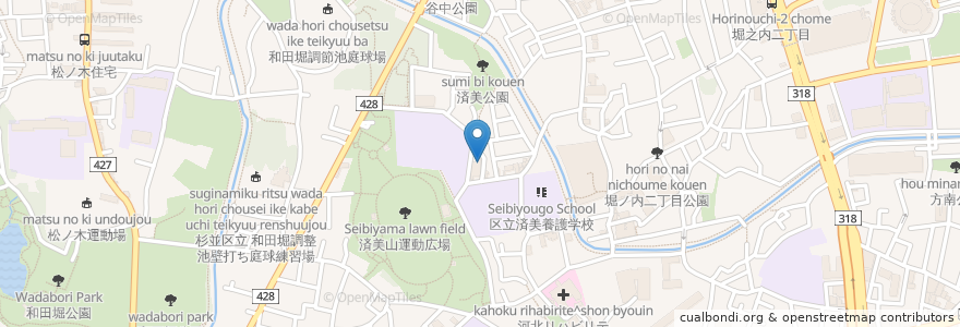 Mapa de ubicacion de 済美職業実習所 en Japon, Tokyo, 杉並区.