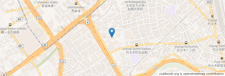 Mapa de ubicacion de 渋谷区あやめの苑・代々木在宅介護支援センター en Japon, Tokyo, Shinjuku, 渋谷区.