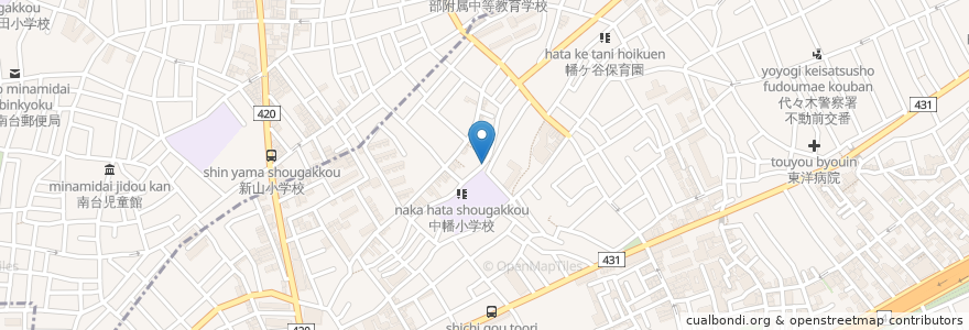 Mapa de ubicacion de 渋谷区立幡ケ谷授産場 en Japonya, 東京都, 渋谷区.