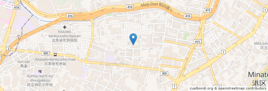 Mapa de ubicacion de 港区立白金福祉会館 en Japonya, 東京都, 港区.