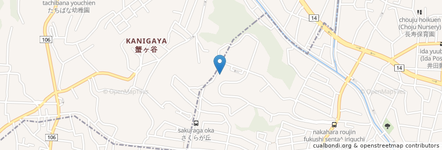 Mapa de ubicacion de 生活訓練支援センター en 일본, 가나가와현, 川崎市, 中原区.