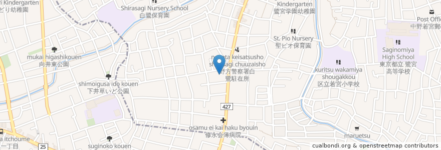 Mapa de ubicacion de 白鷺高齢者会館 en ژاپن, 東京都, 杉並区.
