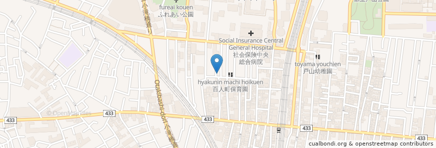 Mapa de ubicacion de 百人町ことぶき館 en Япония, Токио, Синдзюку.