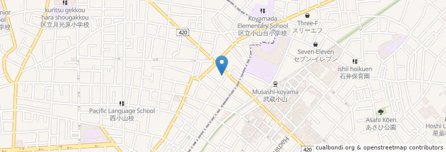 Mapa de ubicacion de 目黒区目黒本町在宅介護支援センター en ژاپن, 東京都.