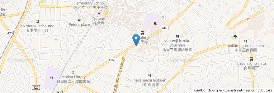 Mapa de ubicacion de 目黒区祐天寺在宅介護支援センター en Japonya, 東京都, 目黒区.
