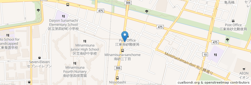Mapa de ubicacion de 社会福祉法人おあしす福祉会ＣＯＭ．オアシス en Japón, Tokio, Koto.