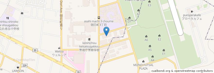 Mapa de ubicacion de 社会福祉法人多摩同胞会　府中市立特別養護老人ホームあさひ苑 en 일본, 도쿄도, 調布市.