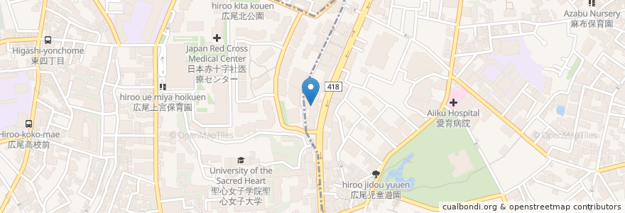 Mapa de ubicacion de Azabu Keifukuen en Japan, Tokyo, Minato, Hiroo.