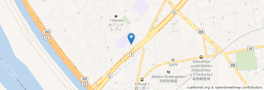 Mapa de ubicacion de 社会福祉法人手をつなぐ福祉会第五しょうぶ福祉作業所 en Japão, Tóquio, 葛飾区.