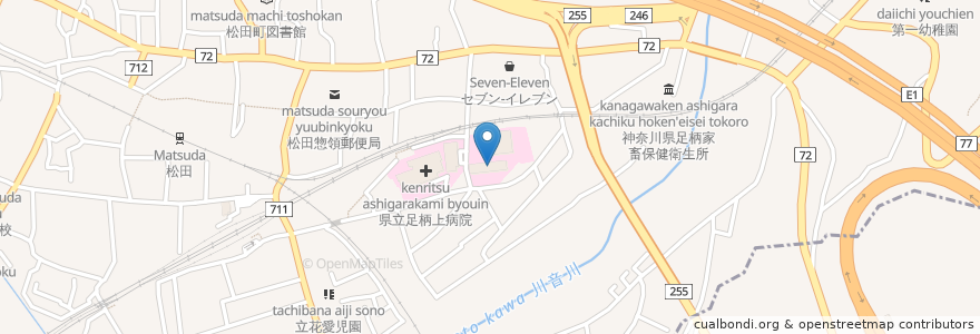Mapa de ubicacion de 神奈川県立足柄上病院 en Japan, 神奈川県, 足柄上郡, 松田町.