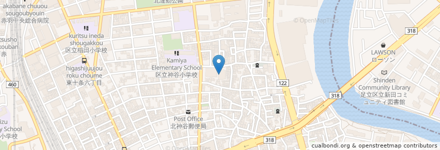 Mapa de ubicacion de 神谷ふれあい館;神谷南児童館;北区立神谷図書館 en 日本, 东京都/東京都, 北区.