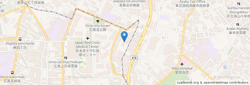 Mapa de ubicacion de 福田会東京本院 en Jepun, 東京都, 港区, 広尾.