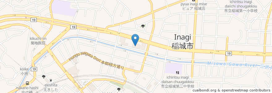 Mapa de ubicacion de 稲城市基幹在宅介護支援センター en Japon, Tokyo, 稲城市.