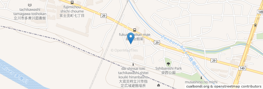 Mapa de ubicacion de 立川市幸福祉会館 en Japón, Tokio, Tachikawa.