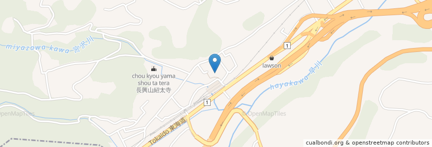 Mapa de ubicacion de 箱根山荘 en Japan, Präfektur Kanagawa, 小田原市.
