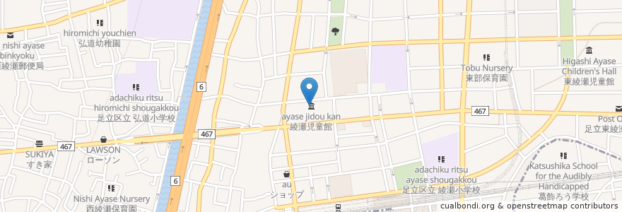 Mapa de ubicacion de 綾瀬住区センター en Japon, Tokyo, 足立区.