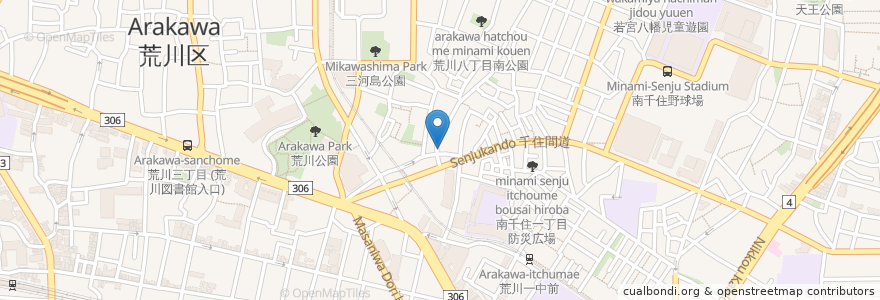 Mapa de ubicacion de 荒川ひまわり en 日本, 東京都.