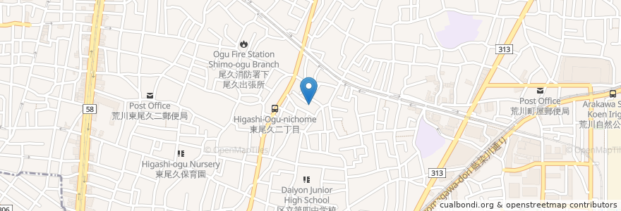 Mapa de ubicacion de 荒川ひまわり第２ en 日本, 東京都.