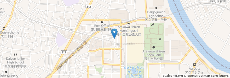 Mapa de ubicacion de 荒川七丁目ひろば館 en Japan, 東京都.