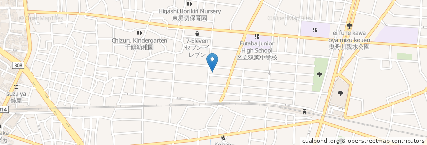 Mapa de ubicacion de 葛飾区東堀切くすのき園 en اليابان, 東京都, 葛飾区.