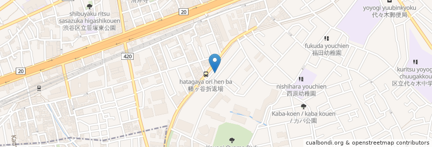 Mapa de ubicacion de 西原敬老館 en Japan, Tokyo, Shibuya.