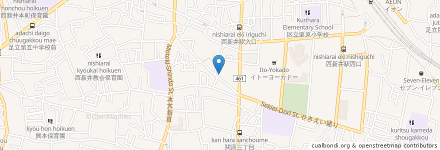 Mapa de ubicacion de 西新井栄町住区センター en Japan, 東京都, 足立区.