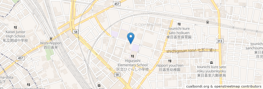 Mapa de ubicacion de 西日暮里二丁目ひろば館 en Japan, 東京都.