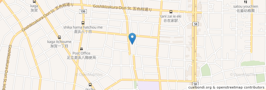 Mapa de ubicacion de 西部障害福祉総合センター西部福祉作業所 en Japan, 東京都, 足立区.