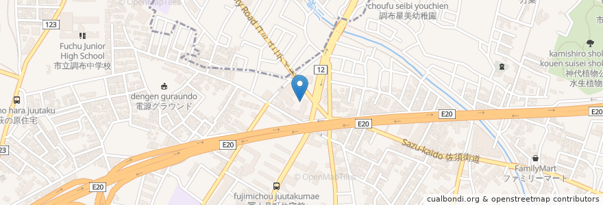 Mapa de ubicacion de 調布学園 en Japão, Tóquio, 調布市.