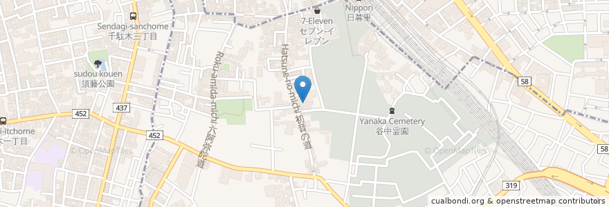 Mapa de ubicacion de 谷中コミュニティセンター en Jepun, 東京都, 台東区.