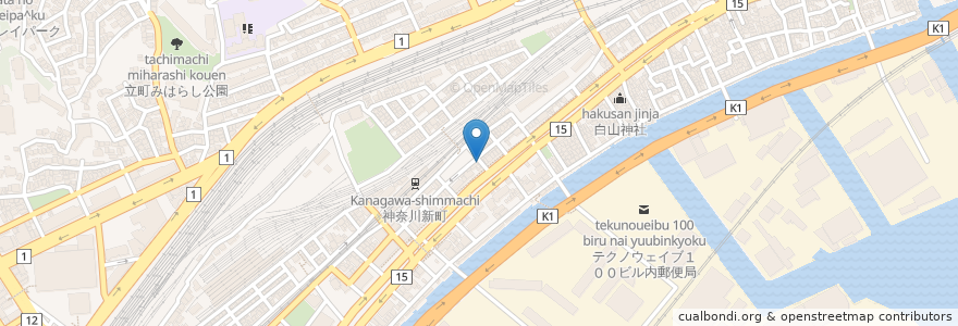Mapa de ubicacion de 財団法人柿葉会神奈川診療所 en 일본, 가나가와현, 요코하마시, 神奈川区.