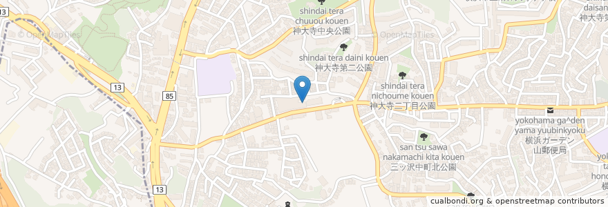 Mapa de ubicacion de 財団法人紫雲会横浜病院 en 일본, 가나가와현, 요코하마시, 神奈川区.