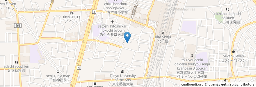Mapa de ubicacion de 足立区在宅介護支援センター千住本町 en 日本, 東京都, 足立区.