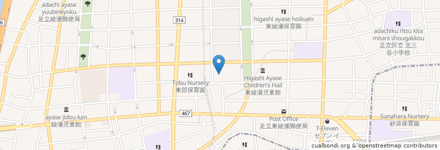 Mapa de ubicacion de 足立区立綾瀬福祉園 en 일본, 도쿄도, 足立区.