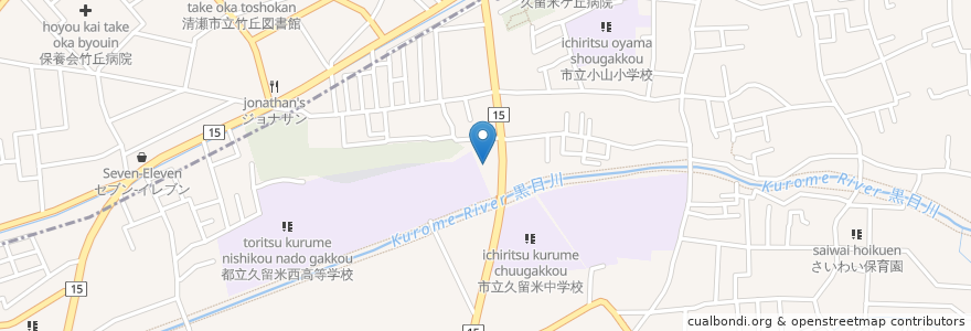 Mapa de ubicacion de 野火止地区センター en 日本, 東京都, 東久留米市.