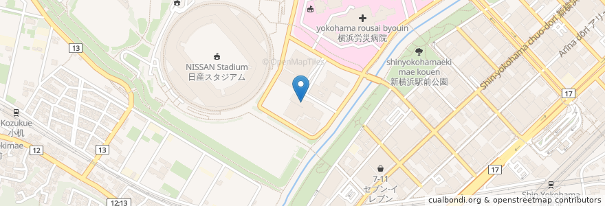 Mapa de ubicacion de 障害者スポーツ文化センター横浜ラポール en 日本, 神奈川縣, 横滨市, 港北区.
