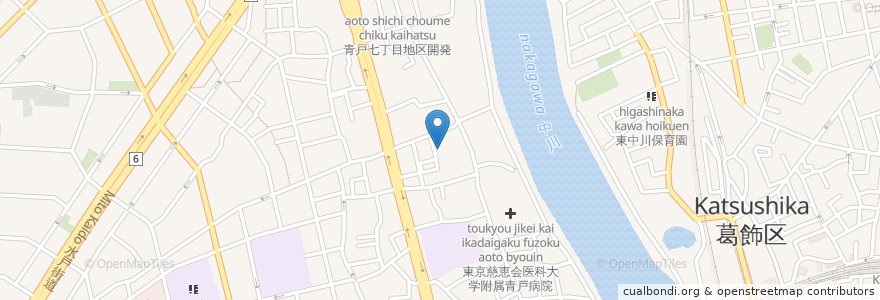 Mapa de ubicacion de 青戸中央憩い交流館 en Япония, Токио, Кацусика.