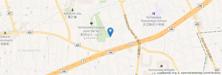 Mapa de ubicacion de 駒沢地区会館 en Япония, Токио, Сэтагая.