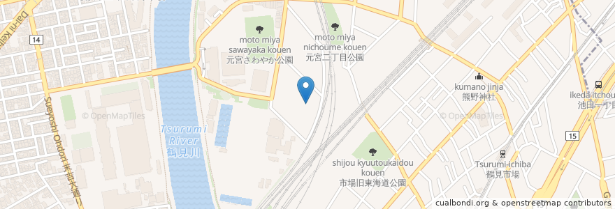 Mapa de ubicacion de 鶴見区障害者地域活動ホームもとみや en Japon, Préfecture De Kanagawa, 横浜市, 鶴見区.