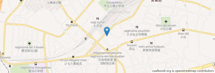 Mapa de ubicacion de 鷺沼桜湯園 en Japan, Präfektur Kanagawa, 川崎市, 宮前区.
