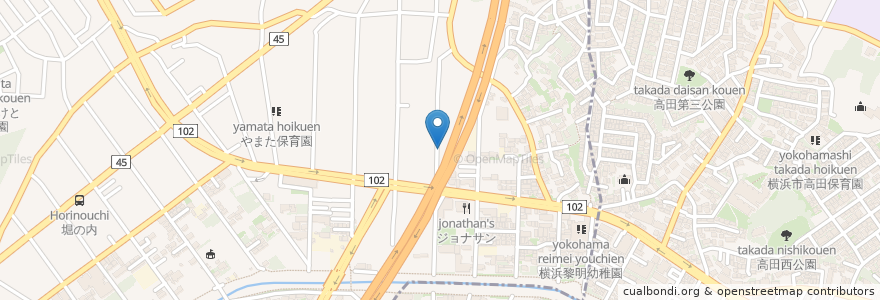 Mapa de ubicacion de ＮＰＯ相模東山田荘 en 일본, 가나가와현, 요코하마시, 都筑区.