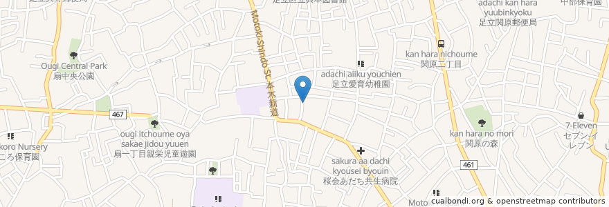 Mapa de ubicacion de ＳＳＳ６４本木東町クラブ en Jepun, 東京都, 足立区.