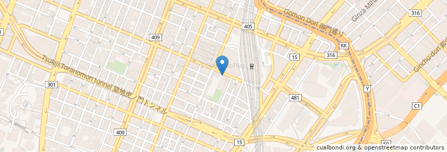Mapa de ubicacion de 熱中屋 en Japonya, 東京都, 港区.