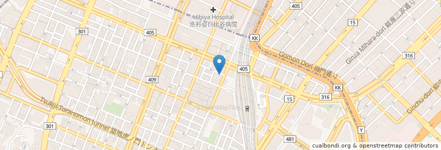 Mapa de ubicacion de 驛舎珈琲店 en Japan, Tokio, 港区.