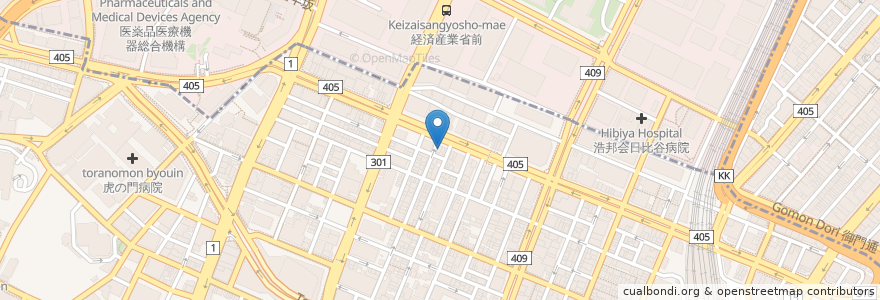 Mapa de ubicacion de 東京虎ノ門歯科 en Japonya, 東京都, 港区.