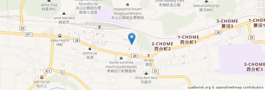 Mapa de ubicacion de 手打ちラーメン 三玉屋 en Япония, Токио, Омэ.