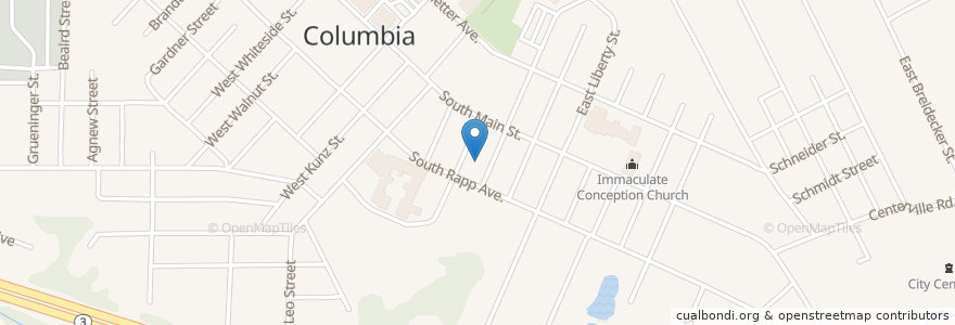 Mapa de ubicacion de Columbia City Hall en 美利坚合众国/美利堅合眾國, 伊利诺伊州 / 伊利諾州, Monroe County, Columbia.