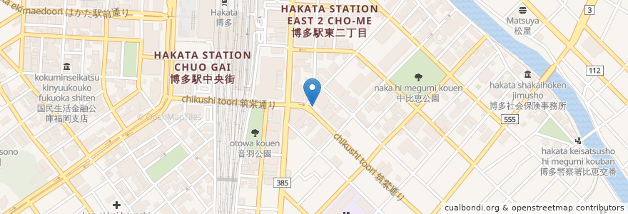 Mapa de ubicacion de 福岡銀行 en Japonya, 福岡県, 福岡市, 博多区.