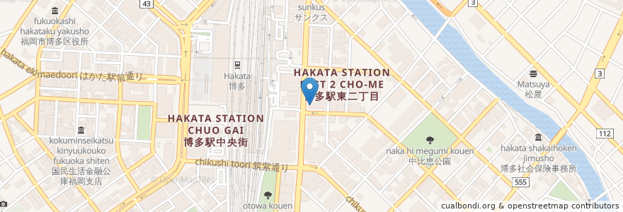 Mapa de ubicacion de 西日本シティ銀行 en Giappone, Prefettura Di Fukuoka, 福岡市, 博多区.