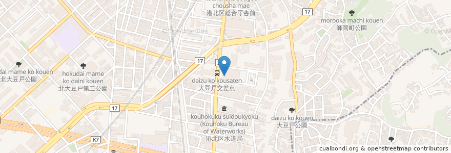 Mapa de ubicacion de マクドナルド 大倉山オリンピック店 en اليابان, كاناغاوا, 横浜市, 港北区.